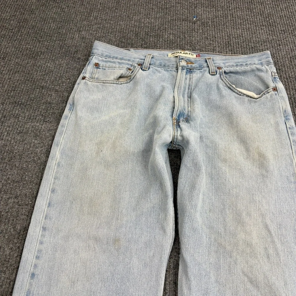Levi's Jeans Mens 36x32 Light Wash Cotton 505 Regular‎ Fit Straight Leg Style